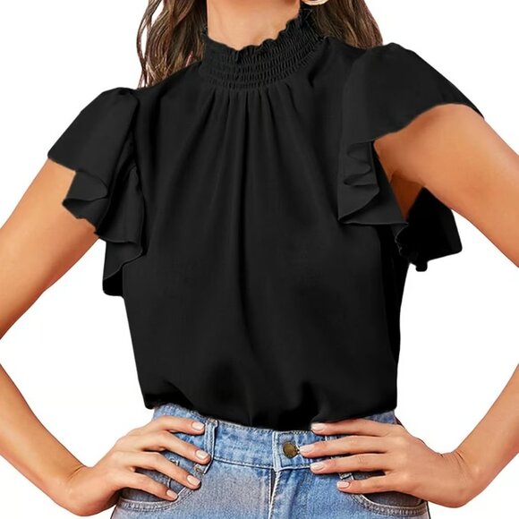Tops - Women's Collar Cap Sleeve Office Blouse size M